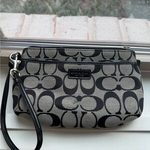 Coach Monogram Black and Gray Wristlet